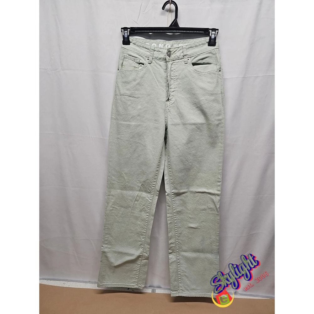 Song Womens Ivory Wide Leg Button Fly Light Teal Denim Jeans Sz 5‎